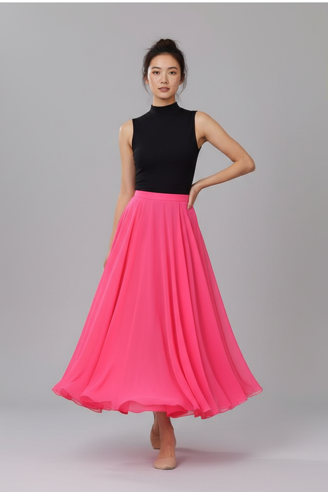 Jupe Longue Rose Fluide Élégante