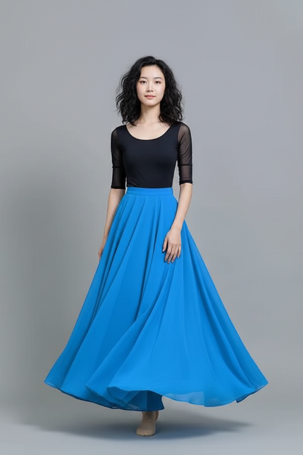 Jupe Longue Bleue Chiffon Fluide Chic