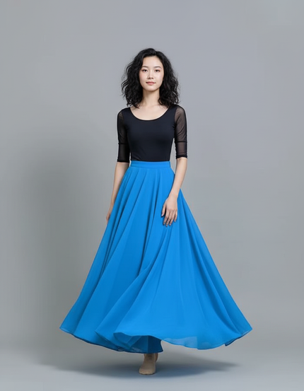 Jupe Longue Bleue Chiffon Fluide Chic
