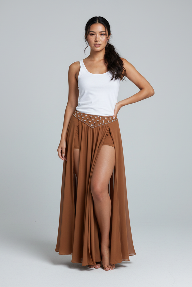 Jupe Longue Fendue Avec Short