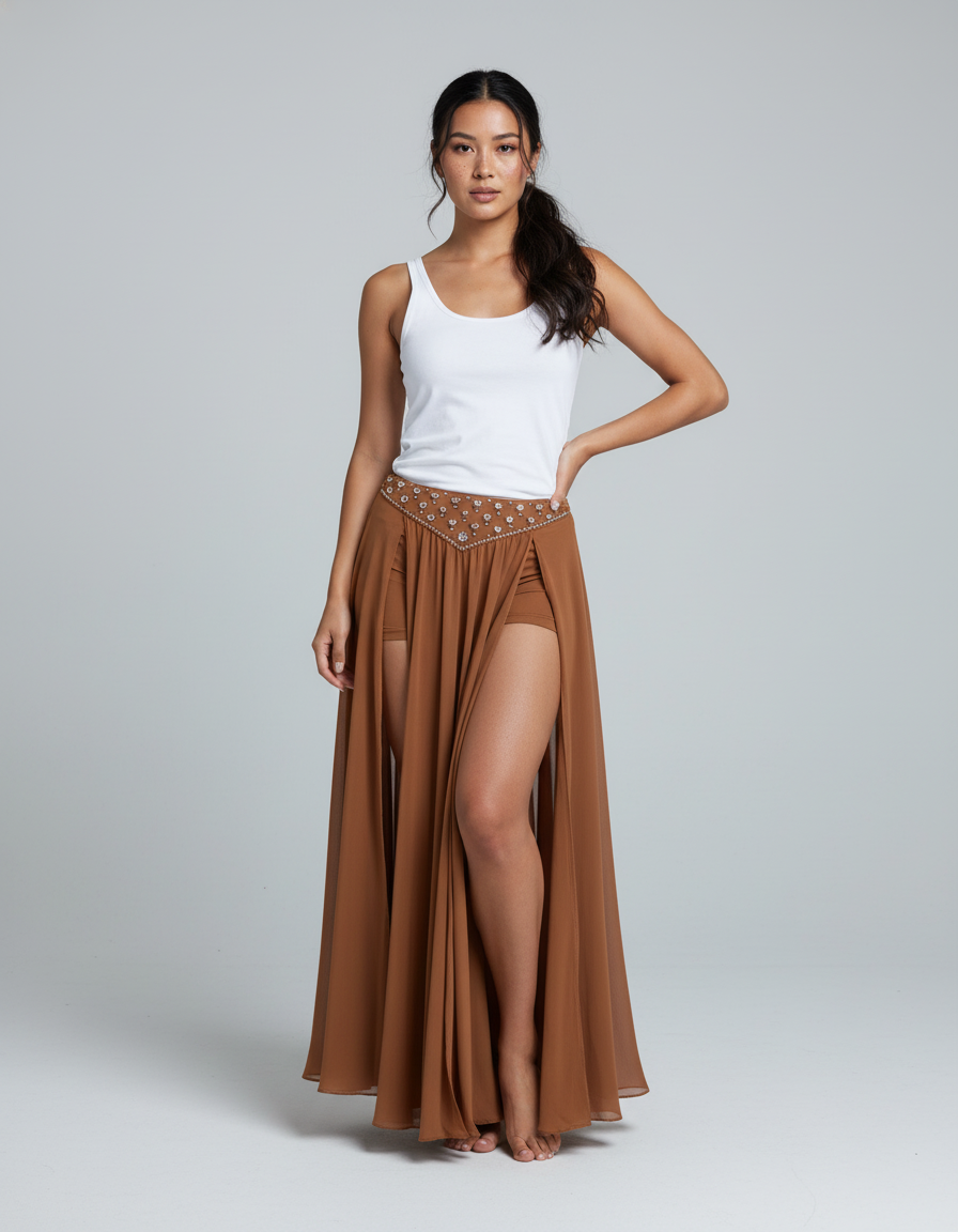 Jupe Longue Fendue Avec Short