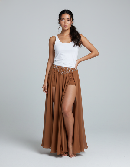 Jupe Longue Fendue Avec Short