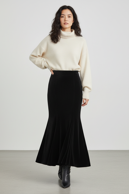 Jupe Longue Velours Sirène Chic