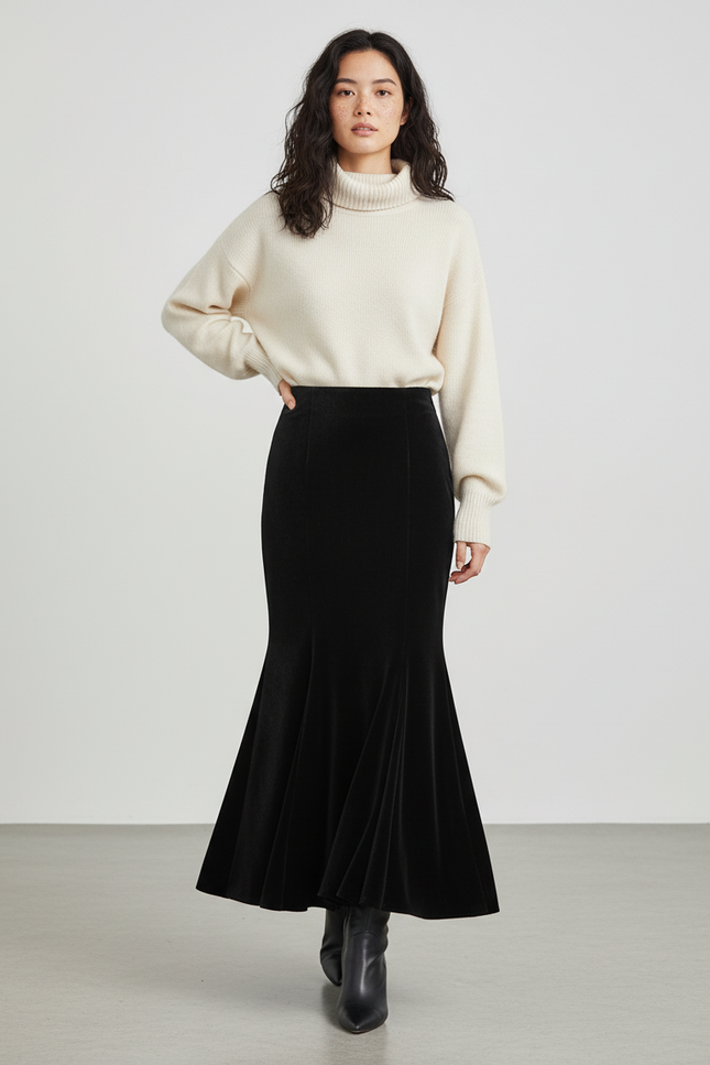 Jupe Longue Velours Sirène Chic