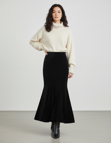 Jupe Longue Velours Sirène Chic