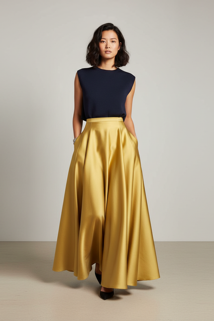 Jupe Longue Dorée Fluide Élégante