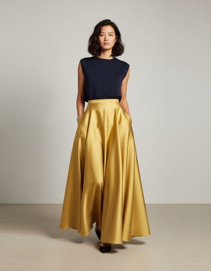 Jupe Longue Dorée Fluide Élégante