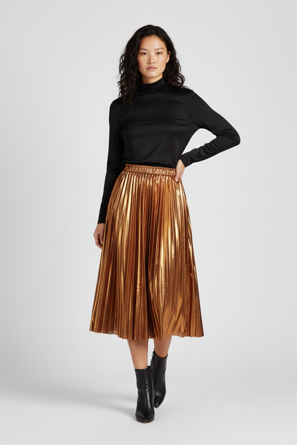 Jupe Longue Dorée Plissée Élégante