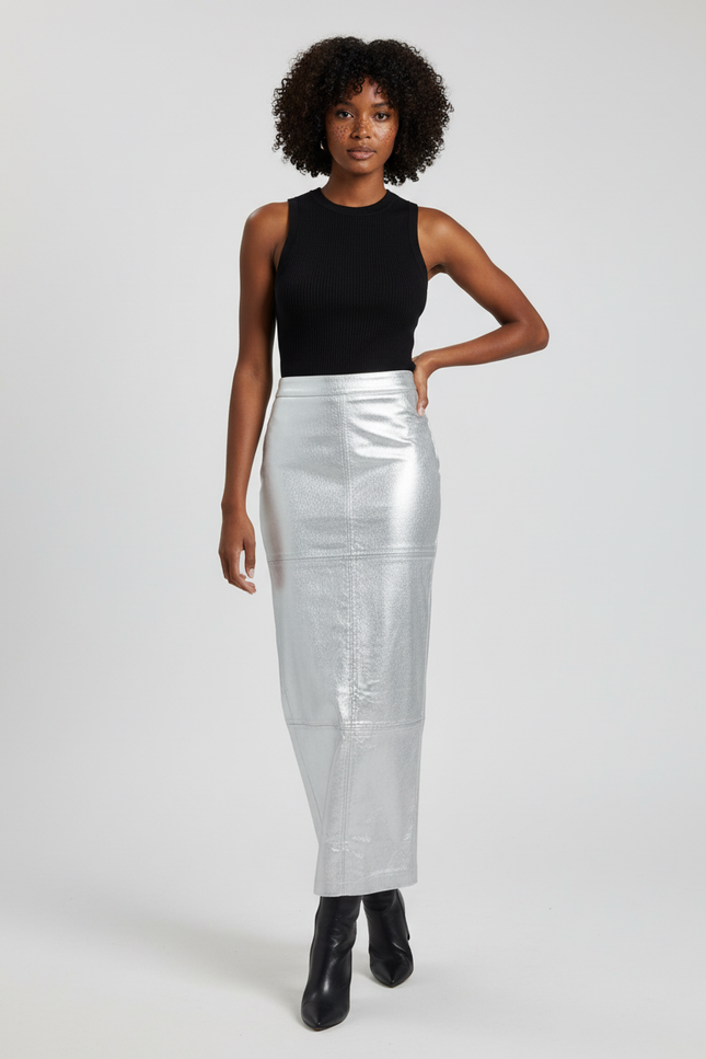Jupe Longue Métallisée Slim Chic