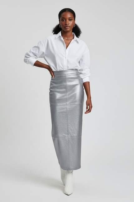 Jupe Longue Métallisée Simili Cuir Chic