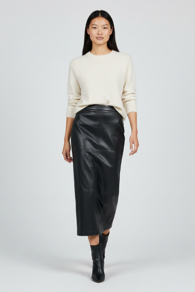 Jupe Longue Noire Similicuir Chic