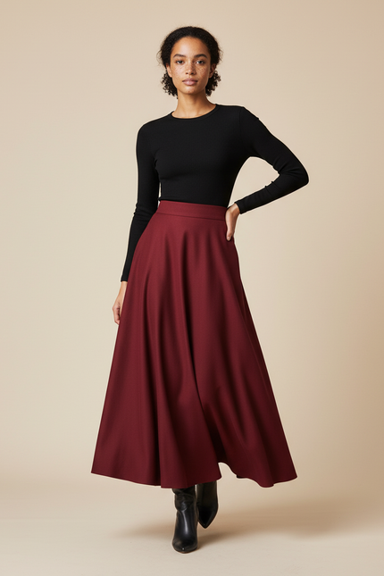 Jupe Longue Rouge Bordeaux