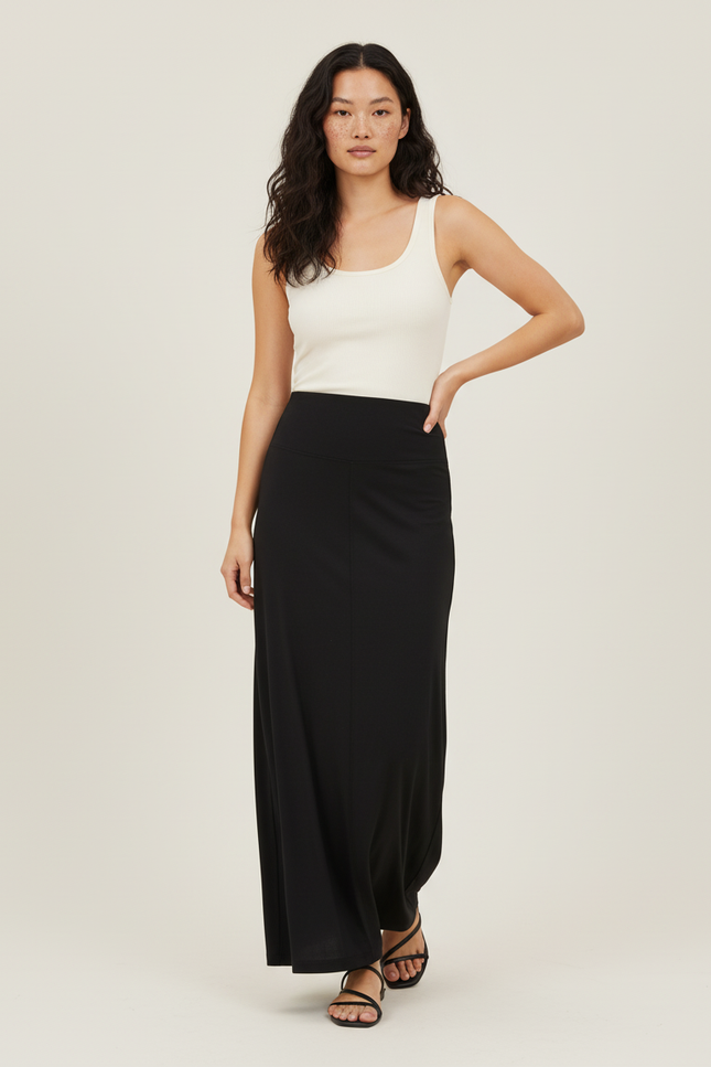 Jupe Longue Noire Fluide Chic Élégante