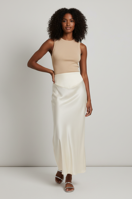 Jupe Longue Ivoire Satinée Élégante Chic