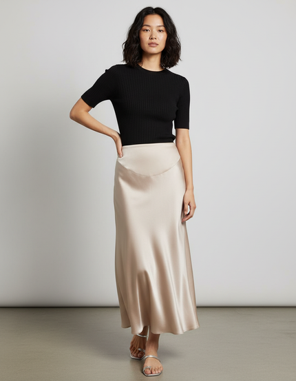 Jupe Longue Satinée Fluide Élégante Femme Tendance