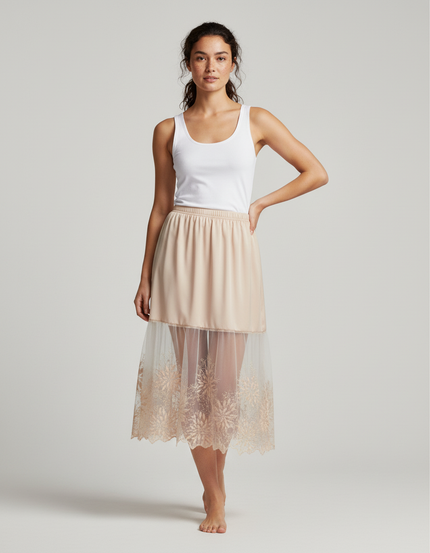 Jupe Longue Dentelle Brodée Chic