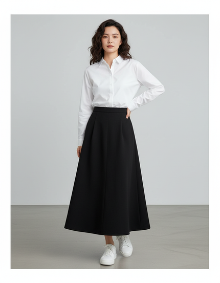 Jupe Longue Noire Évasée Chic Élégante