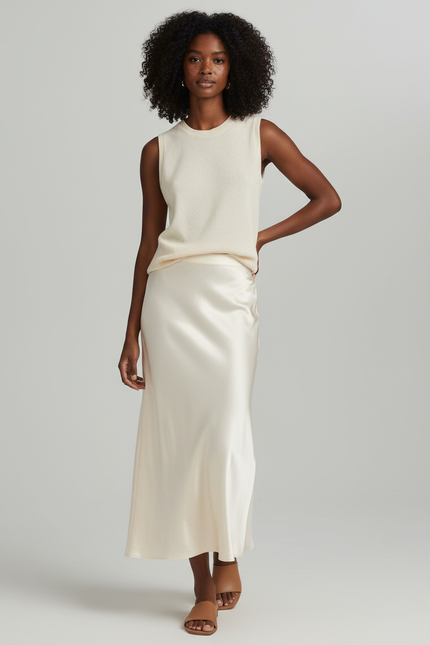 Jupe Longue Satinée Fluide Élégante Tendance