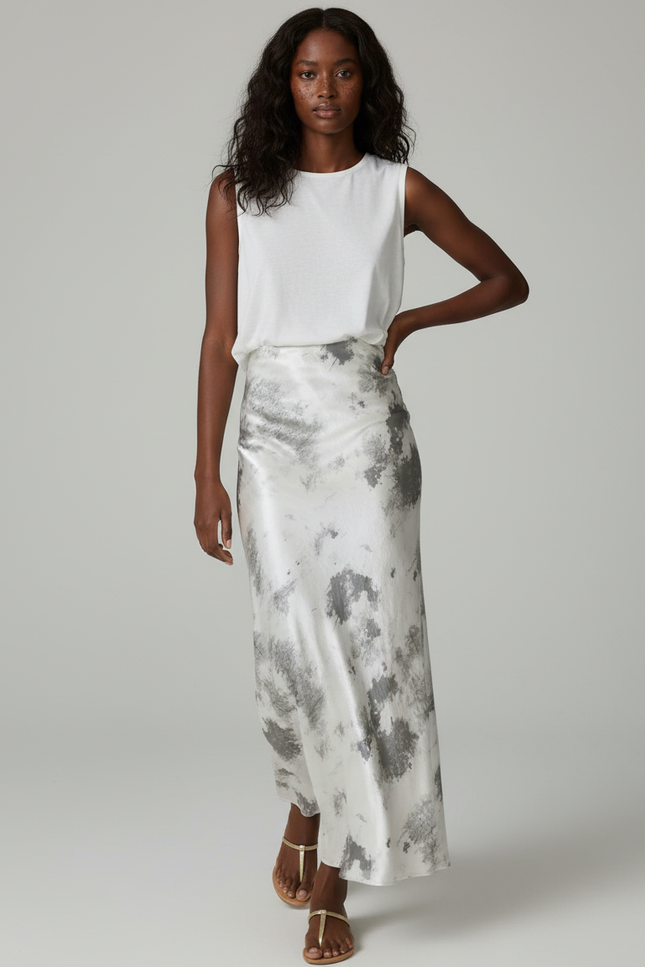 Jupe Longue Tie-Dye Satinée Élégante