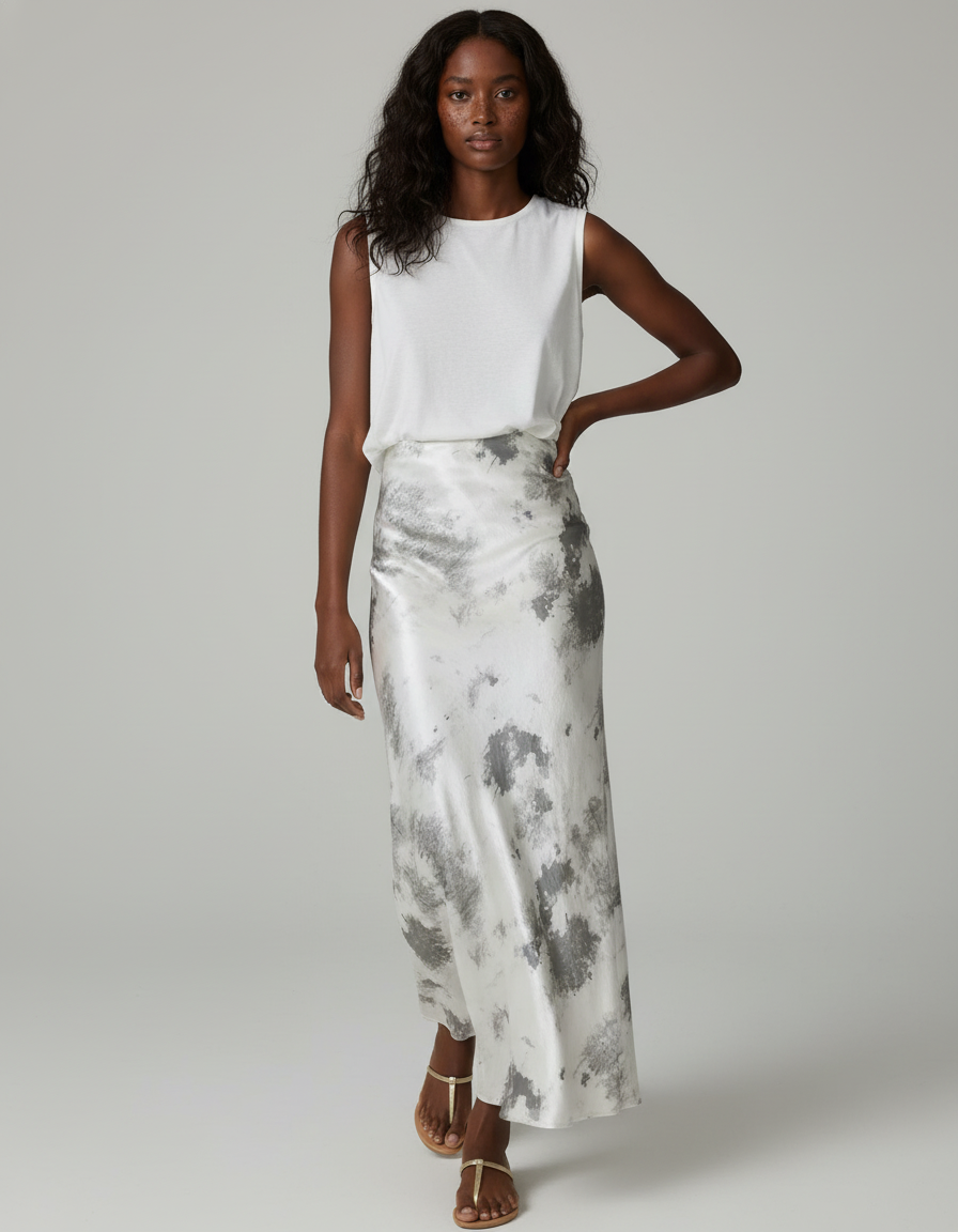 Jupe Longue Tie-Dye Satinée Élégante