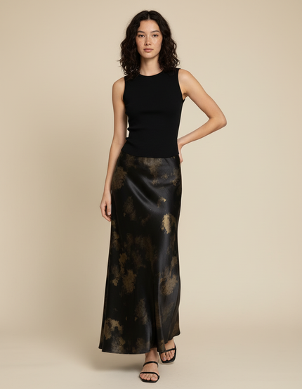 Jupe Longue Satin Tie-Dye Élégante