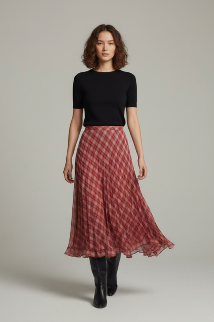 Jupe Longue Vichy Rouge