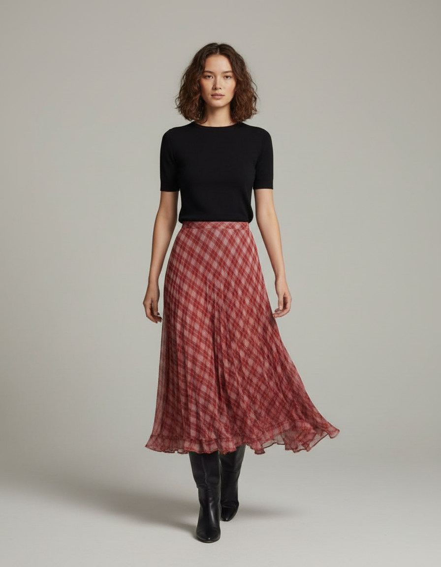 Jupe Longue Vichy Rouge