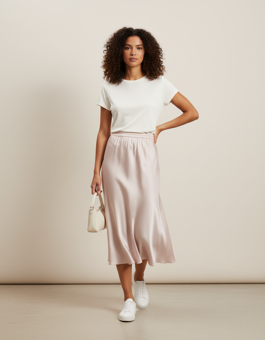 Jupe Longue Soie Trapèze Élégante