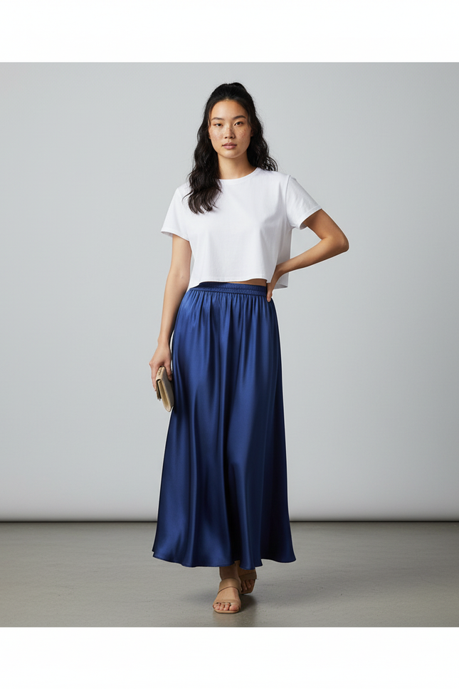 Jupe Bleu Roi Longue