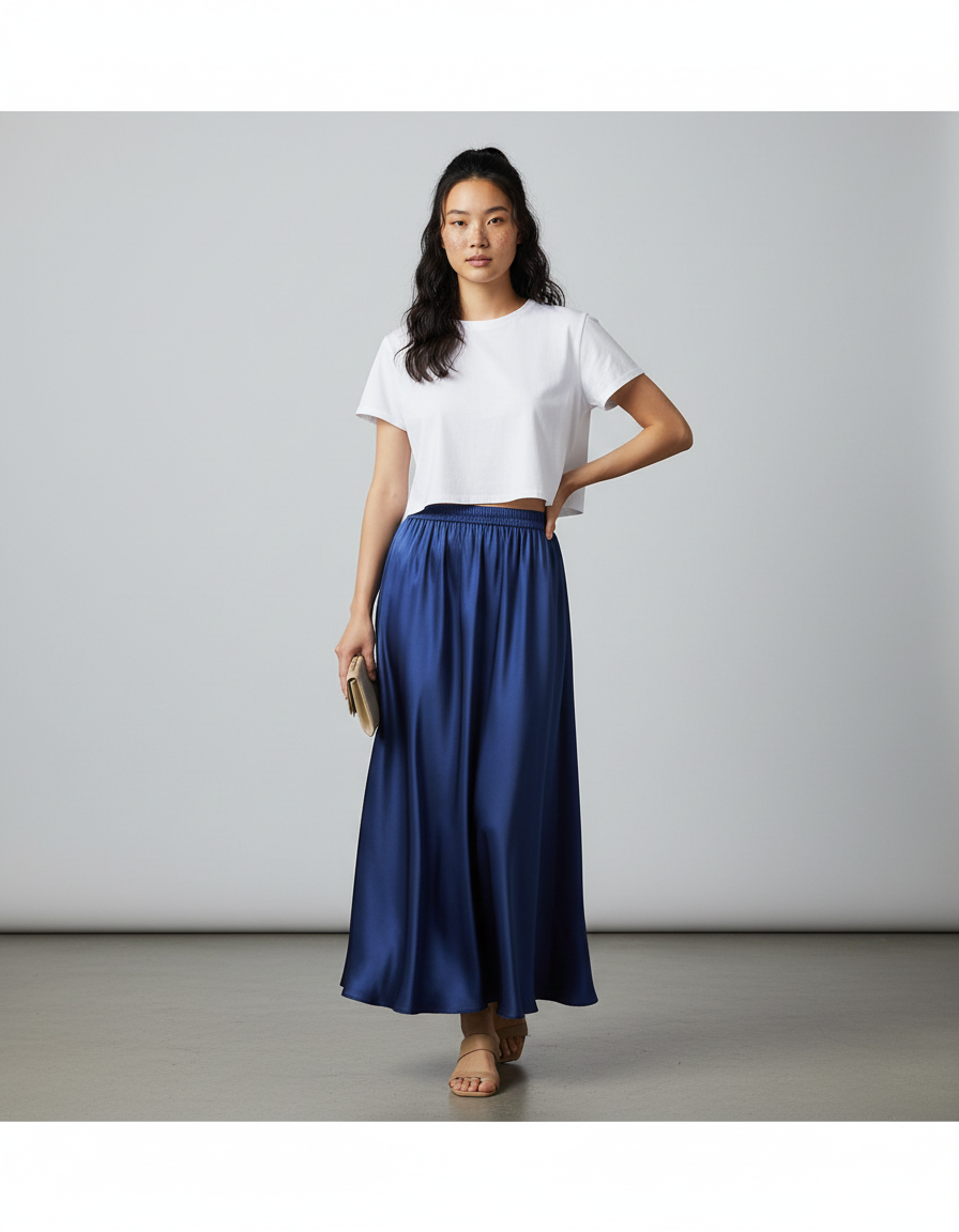 Jupe Bleu Roi Longue