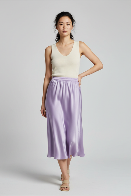 Jupe Longue Soie Lavande Fluide
