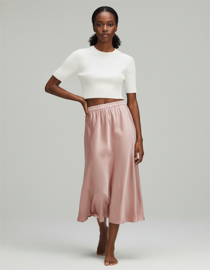 Jupe Longue Rose Soie Fluide