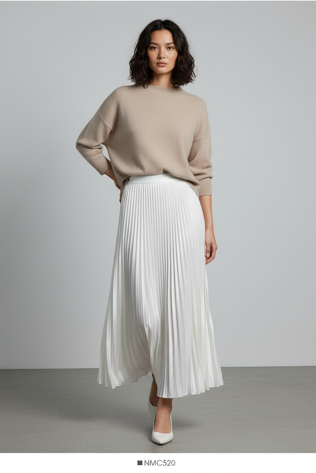 Jupe Longue Blanche Plissée Élégante Bohème