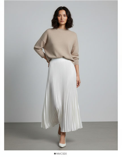 Jupe Longue Blanche Plissée Élégante Bohème