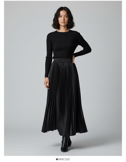 Jupe Longue Satinée Plissée Élégante