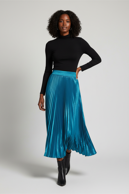 Jupe Longue Satinée Plissée Élégante Femme