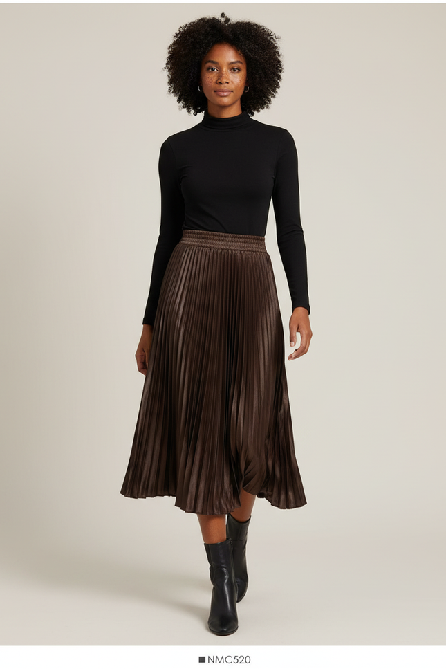 Jupe Longue Satin Plissée Élégante