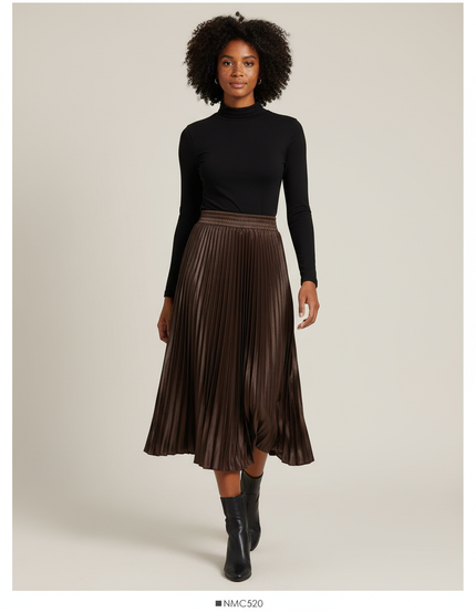 Jupe Longue Satin Plissée Élégante