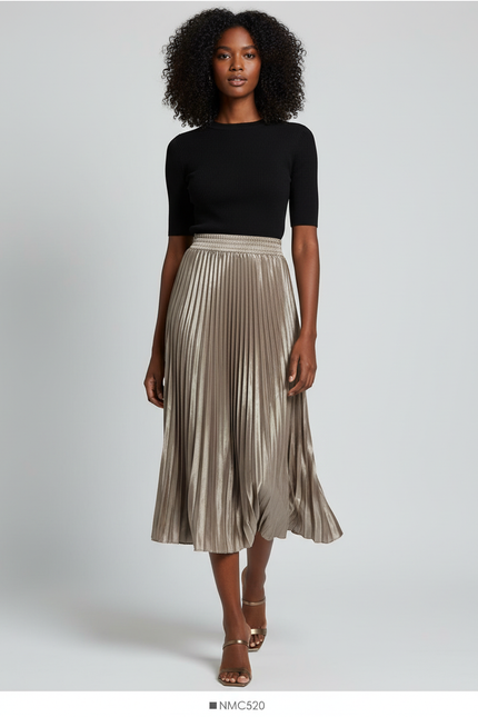 Jupe Longue Plissée Satinée Élégante
