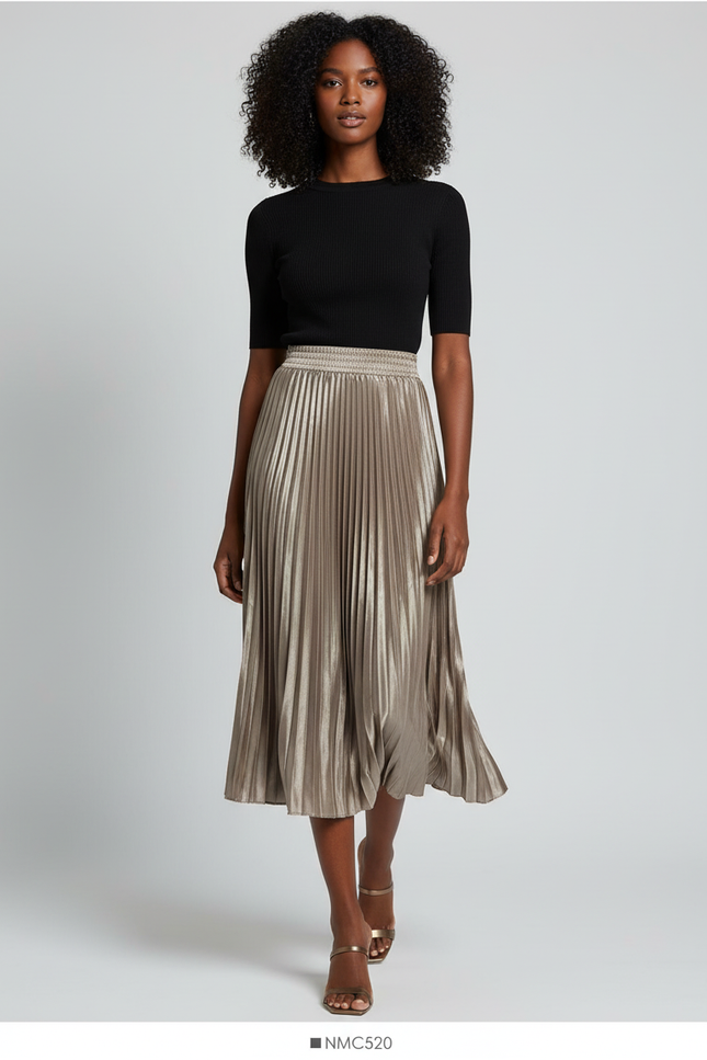 Jupe Longue Plissée Satinée Élégante