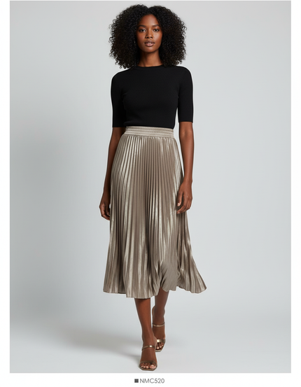 Jupe Longue Plissée Satinée Élégante
