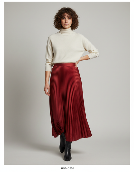 Jupe Longue Rouge Plissée Élégante