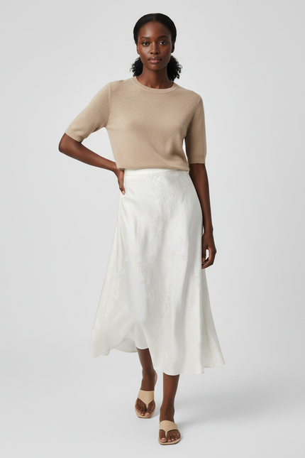 Jupe Longue Blanche Jacquard Chic