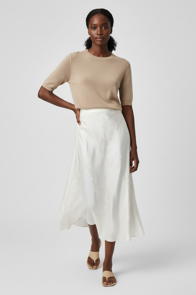 Jupe Longue Blanche Jacquard Chic