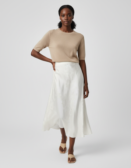 Jupe Longue Blanche Jacquard Chic