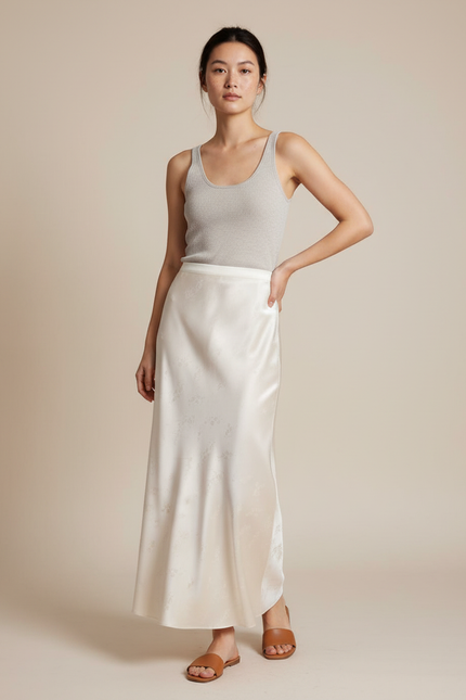 Jupe Longue Satin Jacquard Élégante