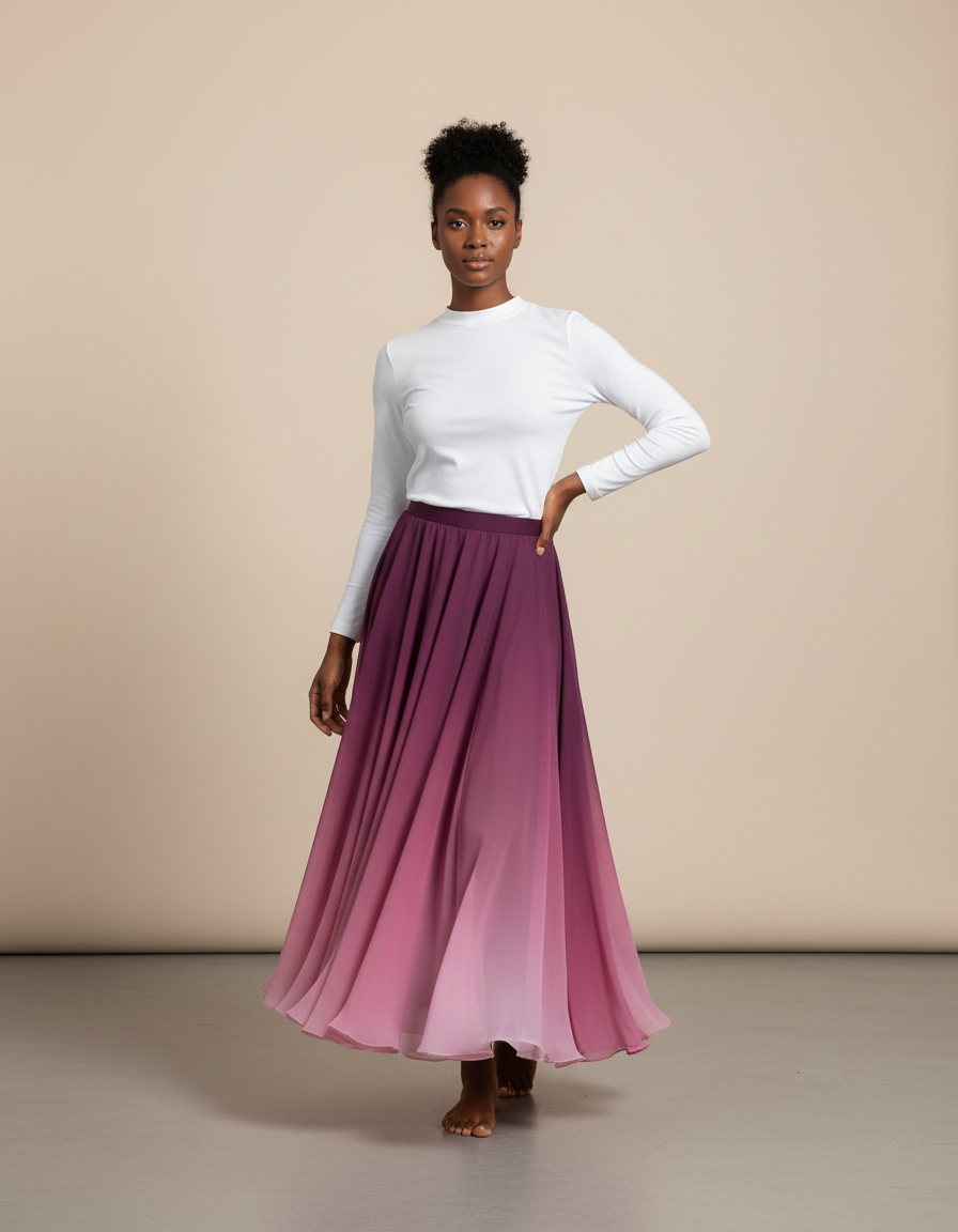 Jupe Longue Chiffon Dégradé Élégante