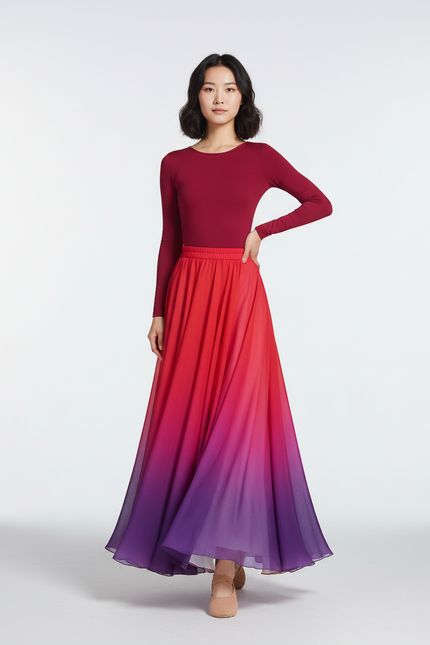 Jupe Longue Dégradé Chiffon Fluide