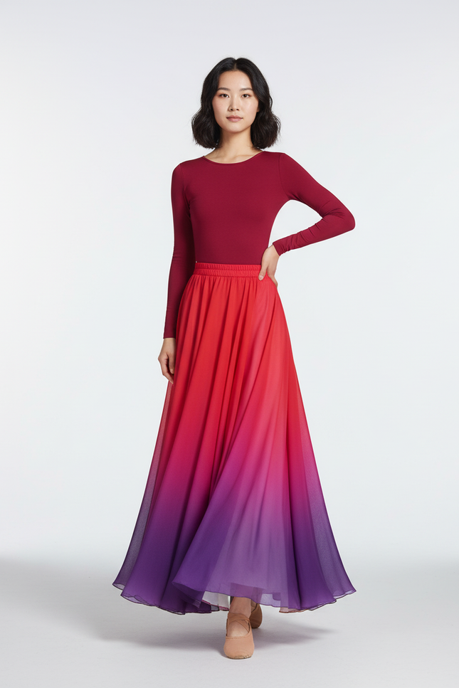 Jupe Longue Dégradé Chiffon Fluide