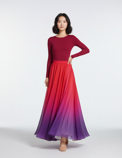 Jupe Longue Dégradé Chiffon Fluide